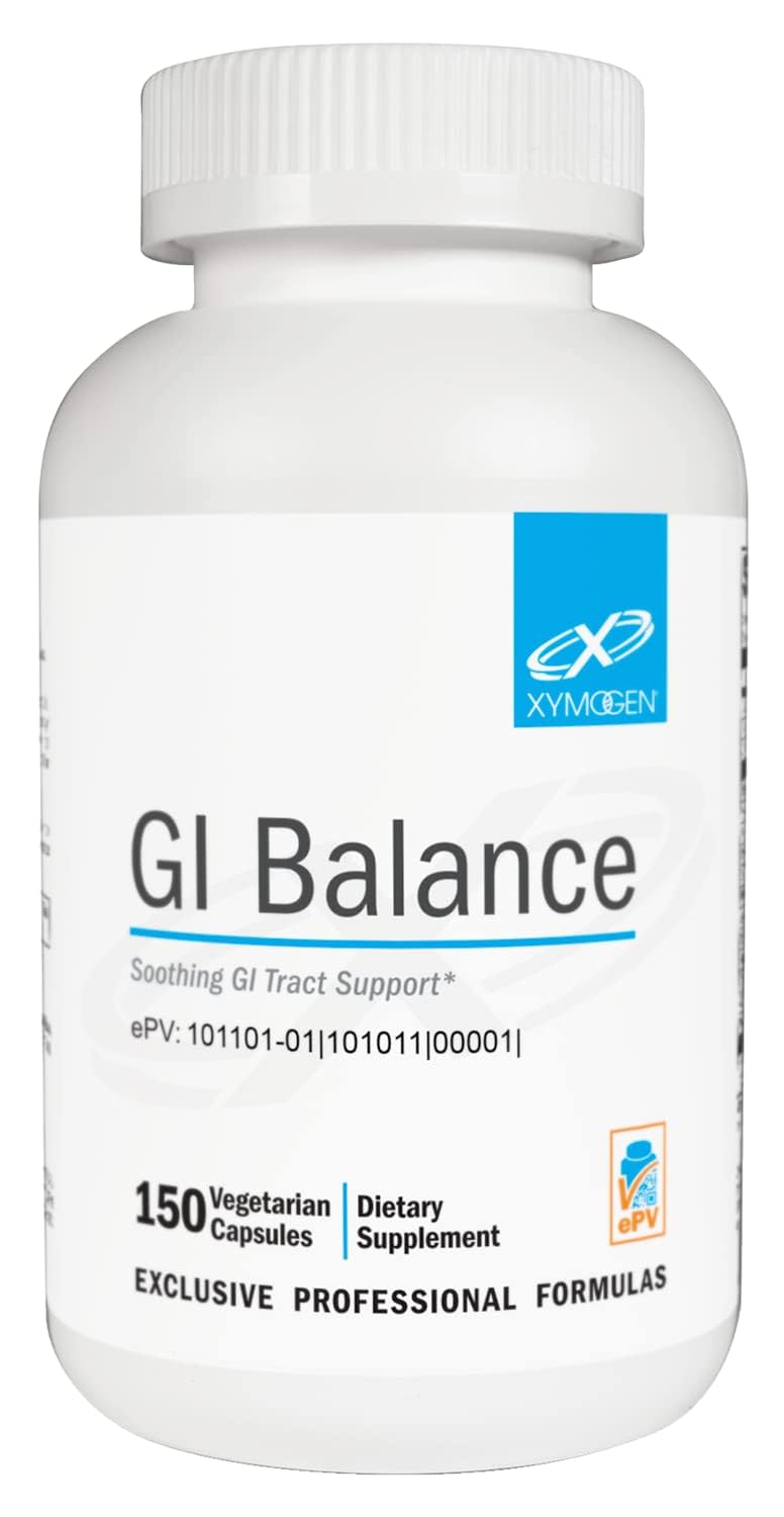 XYMOGEN GI Balance bottle label with 150 capsules