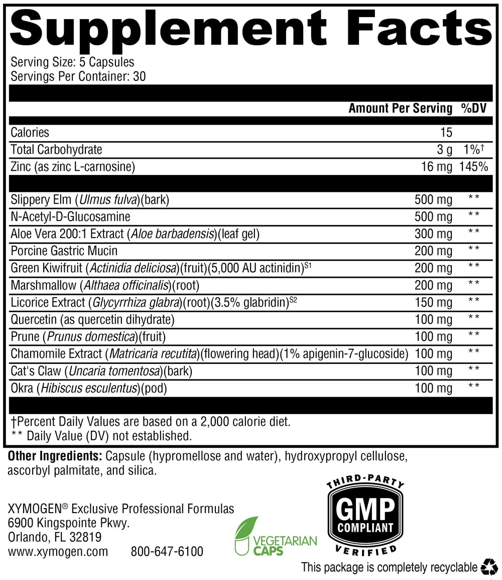 Bottle of XYMOGEN GI Balance on a white background