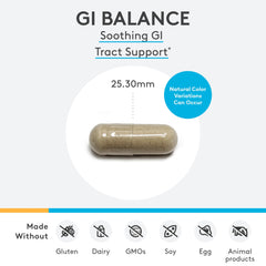 Close-up of XYMOGEN GI Balance label detailing ingredients