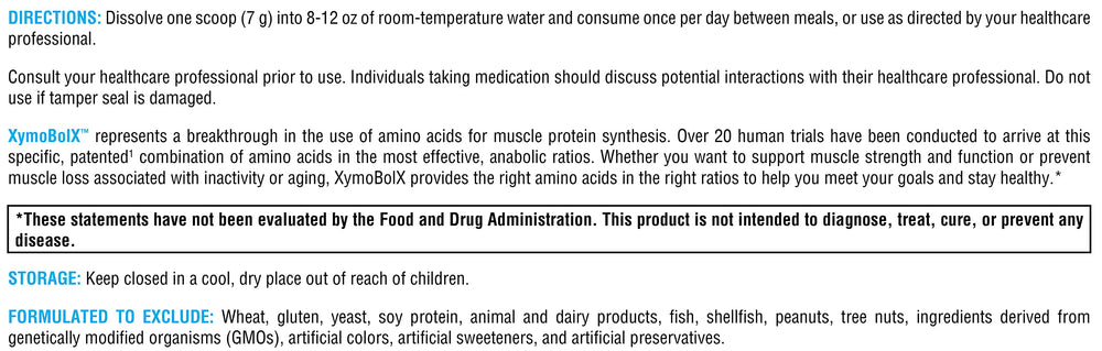 Supplement facts panel for XymoBolX Lemon