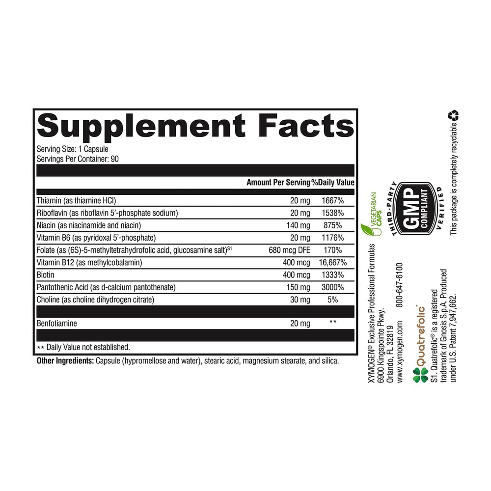 Close-up of B complex capsules showing methylcobalamin B12 and P-5-P