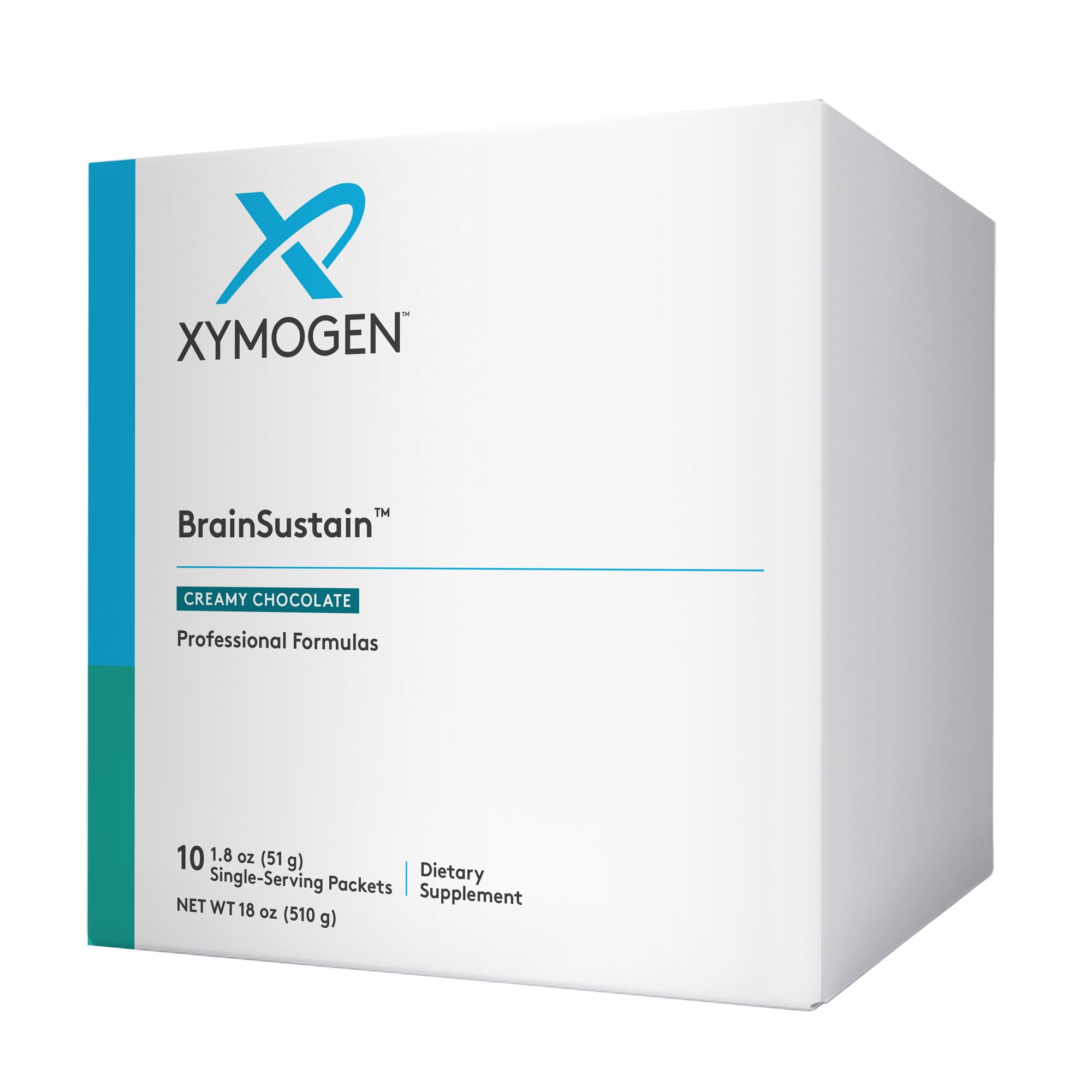 XYMOGEN BrainSustain Powder Chocolate 10 Pack packaging front view