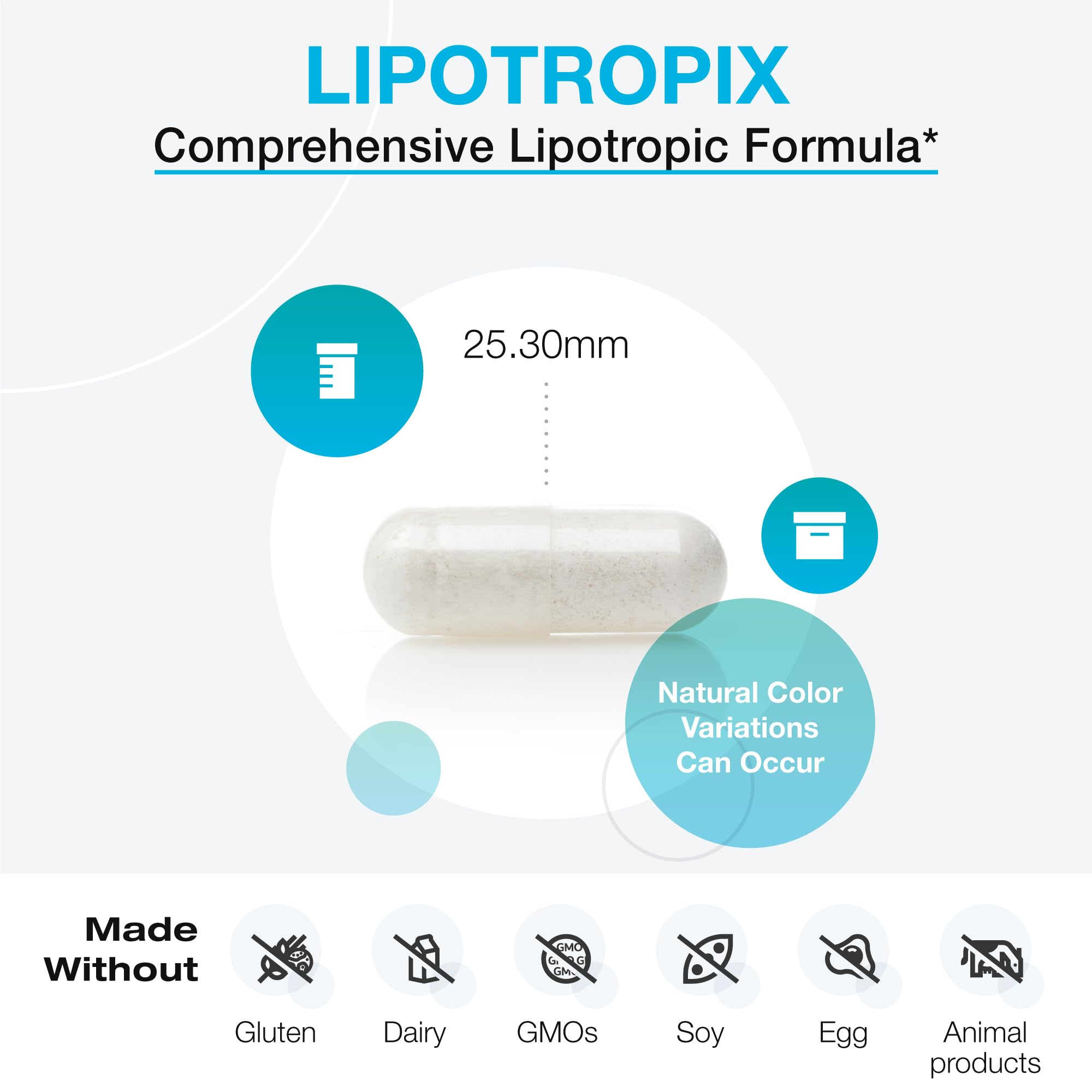 Xymogen LipotropiX capsules on white background