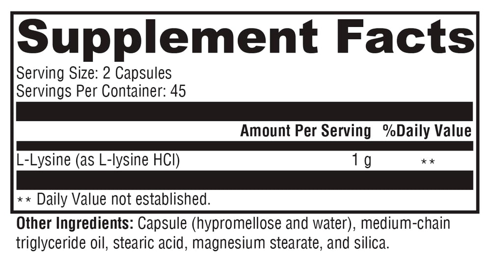 XYMOGEN L-Lysine 1000mg Capsules on white background