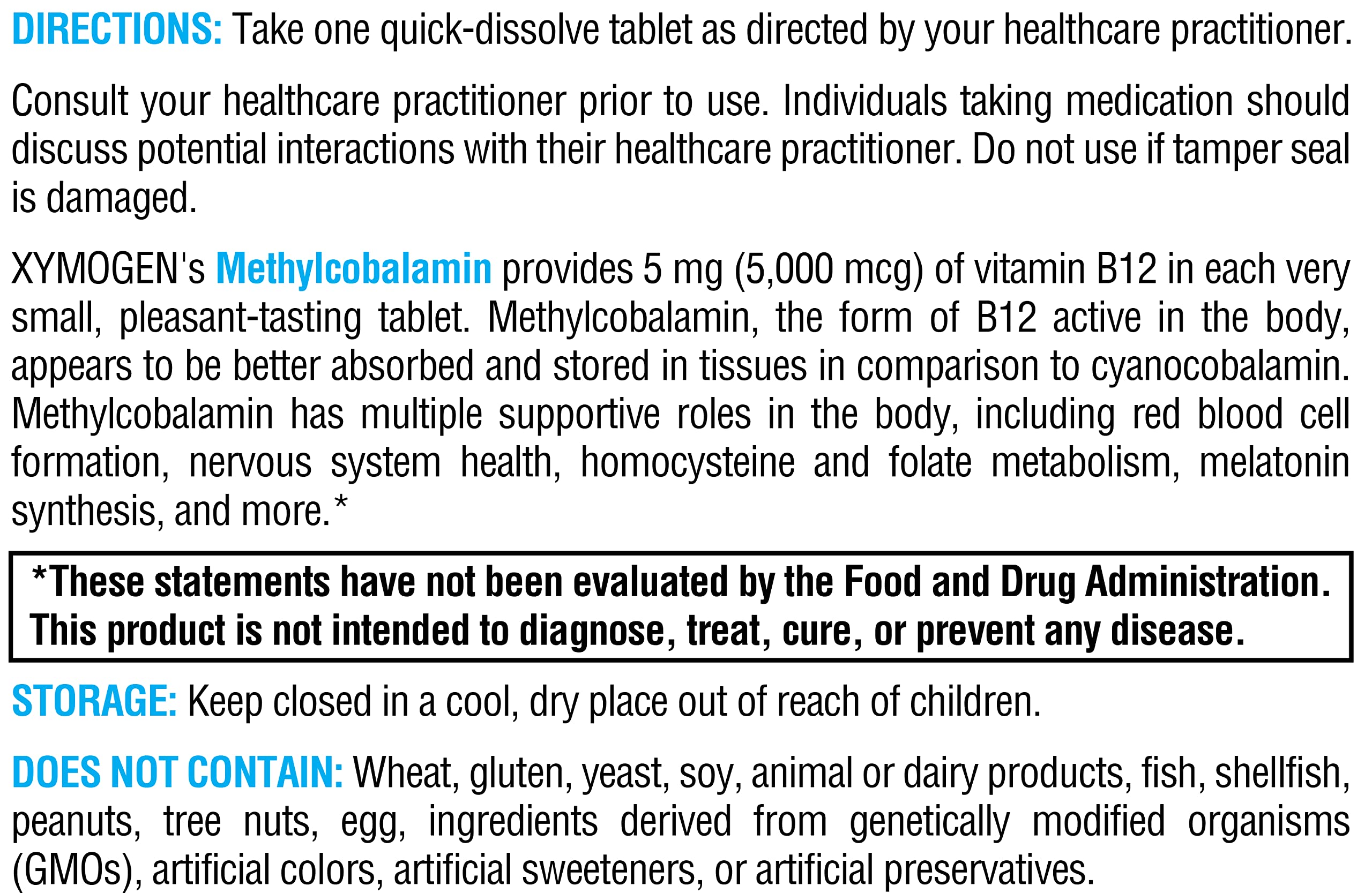 Ingredients and allergen-free statement on label