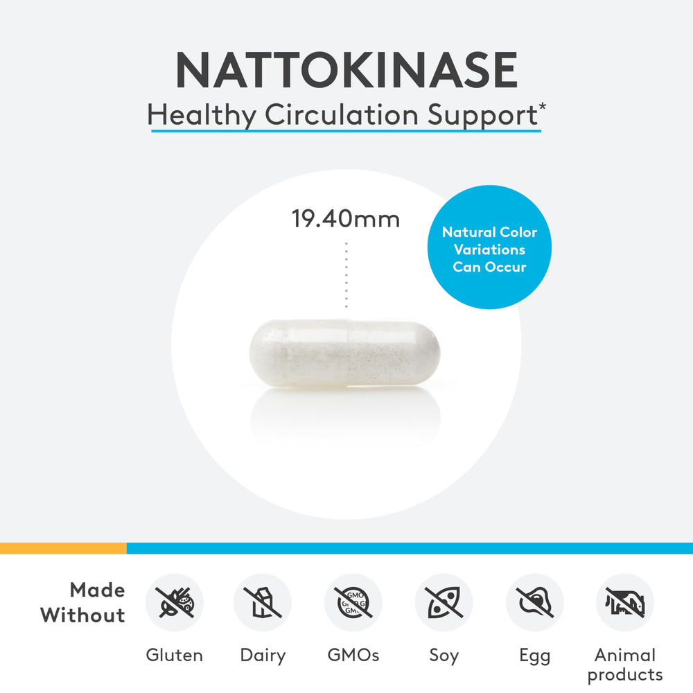 Angled bottle shot of XYMOGEN Nattokinase 60 capsules
