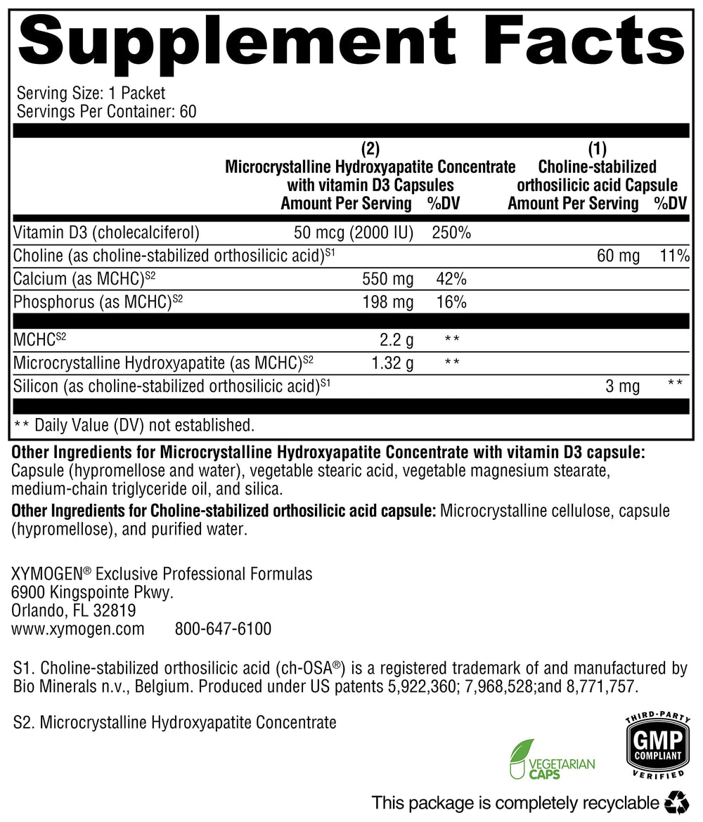 XYMOGEN OSAplex packaging back with supplement facts