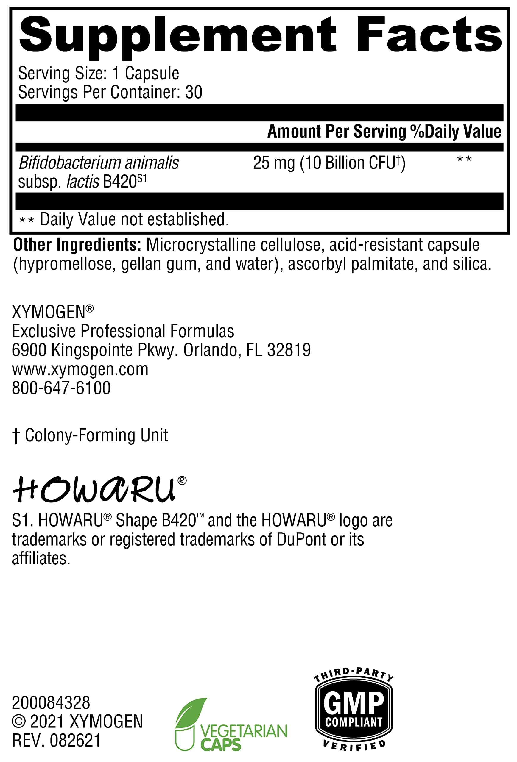 Close-up of bottle label showing B420