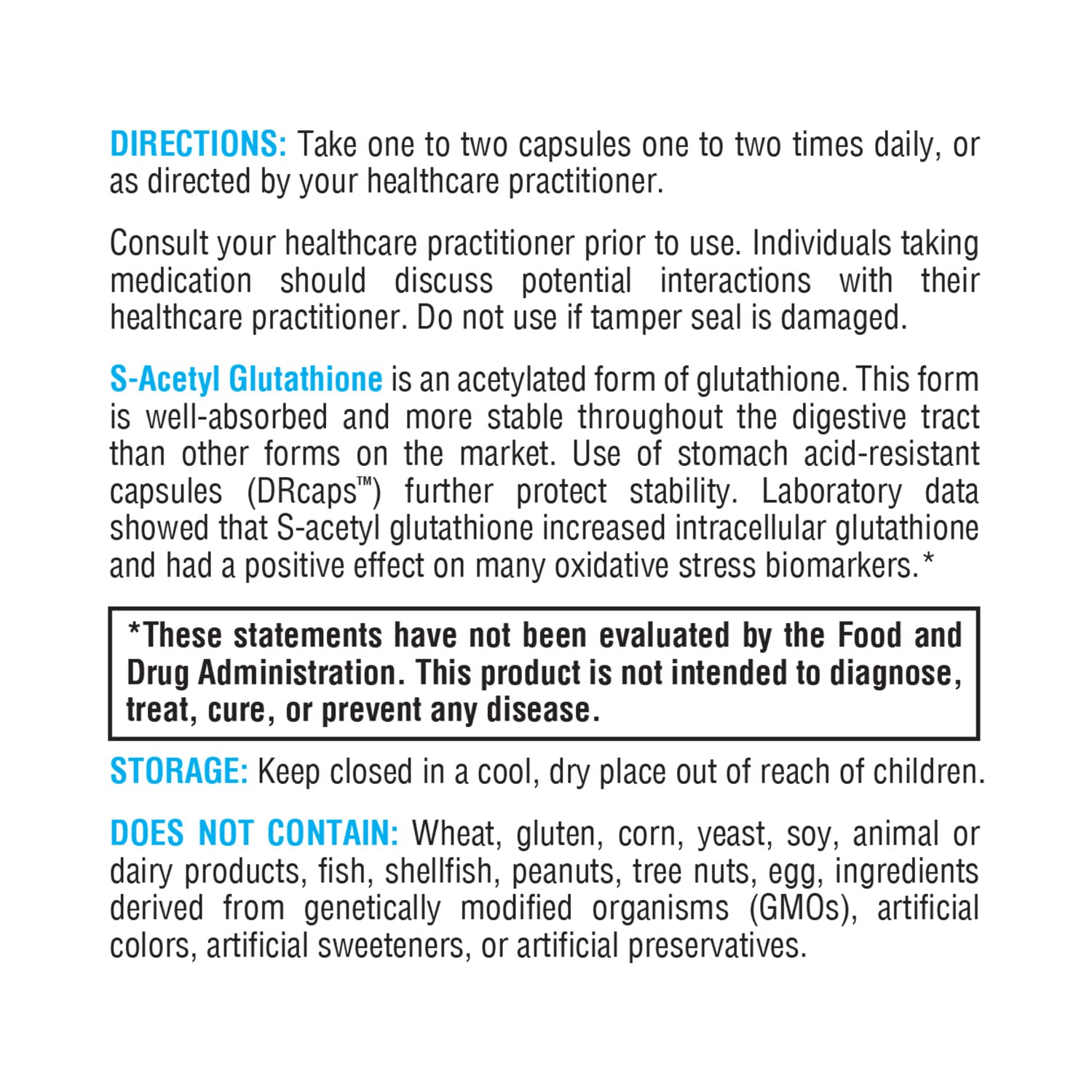 XYMOGEN S Acetyl Glutathione packaging