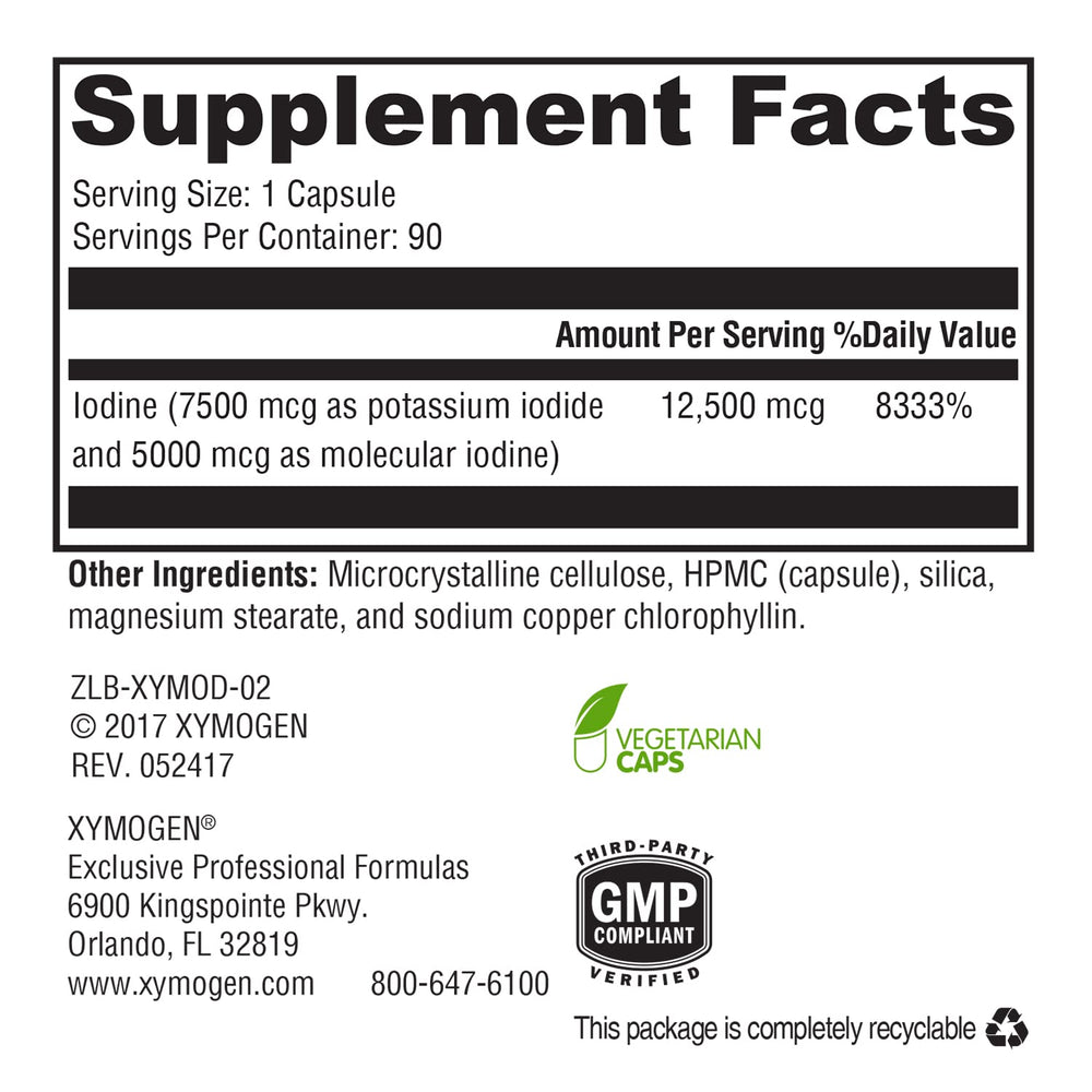 Ingredients overview for XYMOGEN XymoDine Iodine Supplement