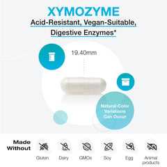 Close-up of XymoZyme label highlighting digestive enzymes