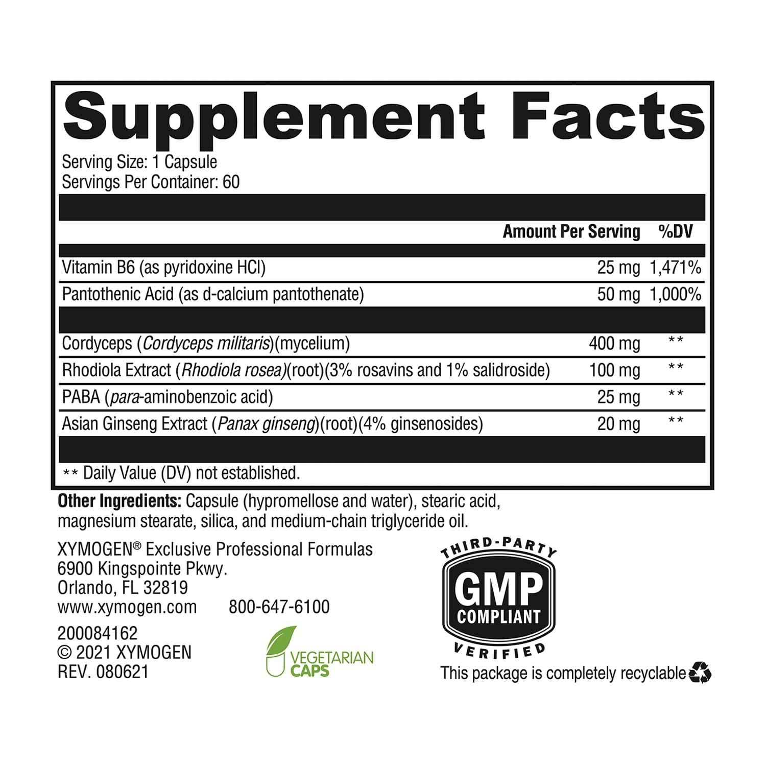 Herbal adaptogen ingredients arranged with capsules