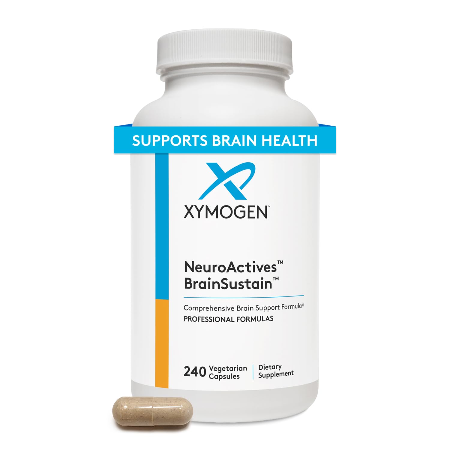 Bottle of XYMOGEN NeuroActives BrainSustain capsules