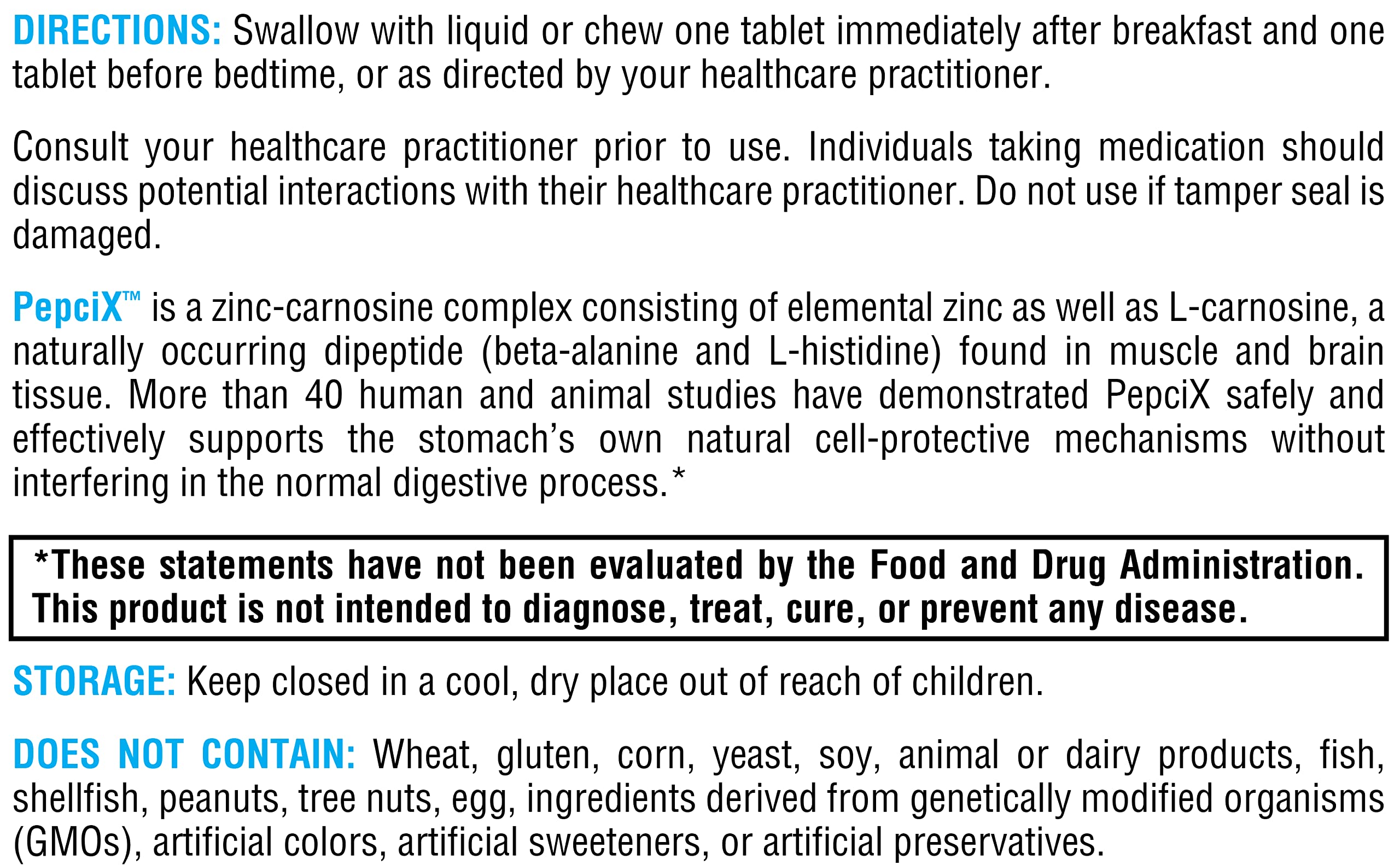 Allergen-free formulation of PepciX