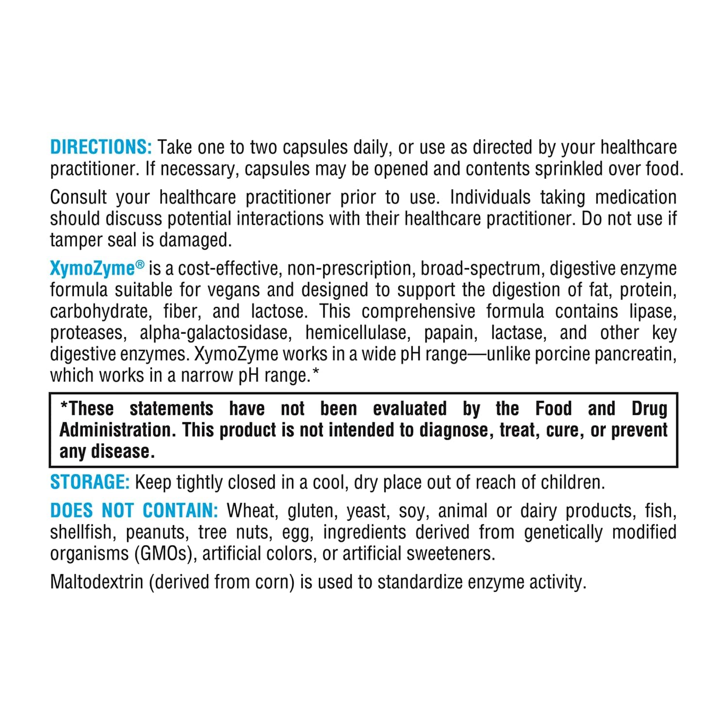 XymoZyme broad-spectrum digestive enzymes effective across pH range