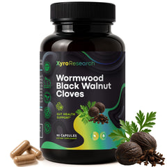 Bottle of Xyro Research Wormwood Black Walnut Clove Capsules