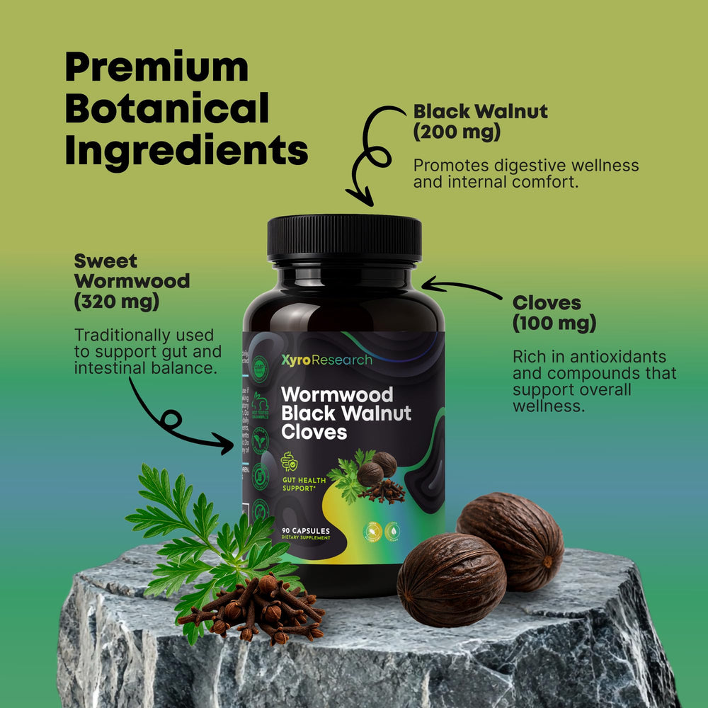 Herbal blend ingredients: wormwood, black walnut, clove