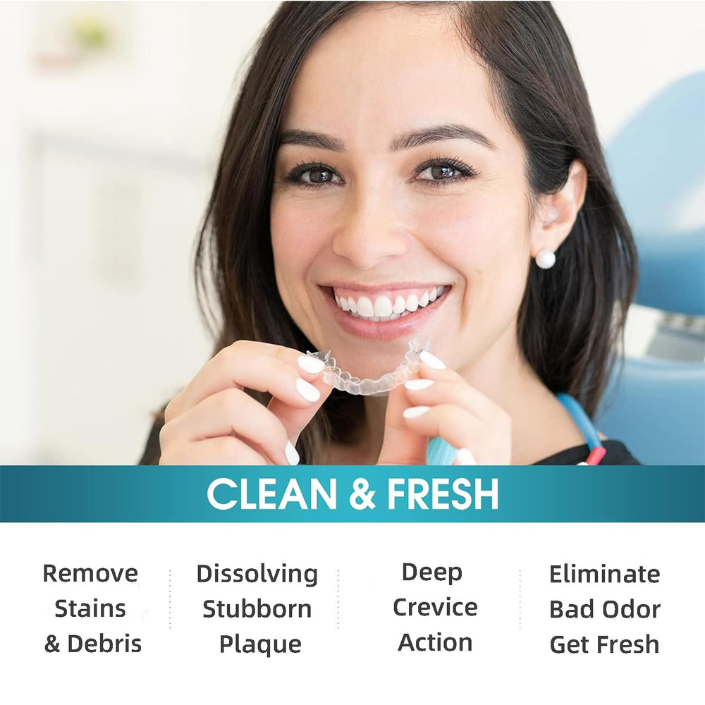 Cleaner for dentures aligners night guards and partial dentures