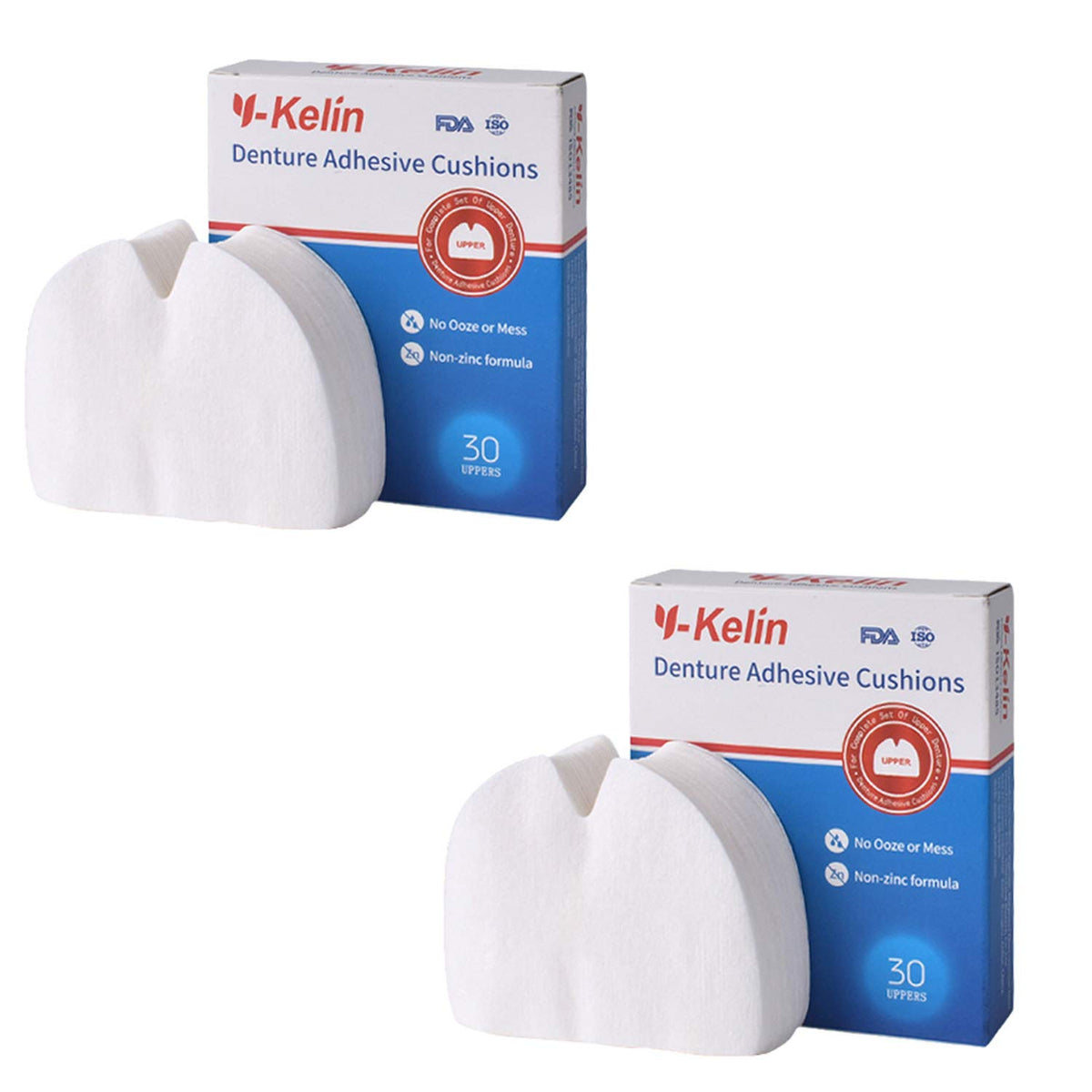Y-Kelin Denture Adhesive Cushions placed on a denture