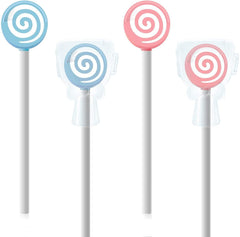 Y-Kelin Kids Tongue Scraper Set 4-Pack in blue and pink with lollipop shape