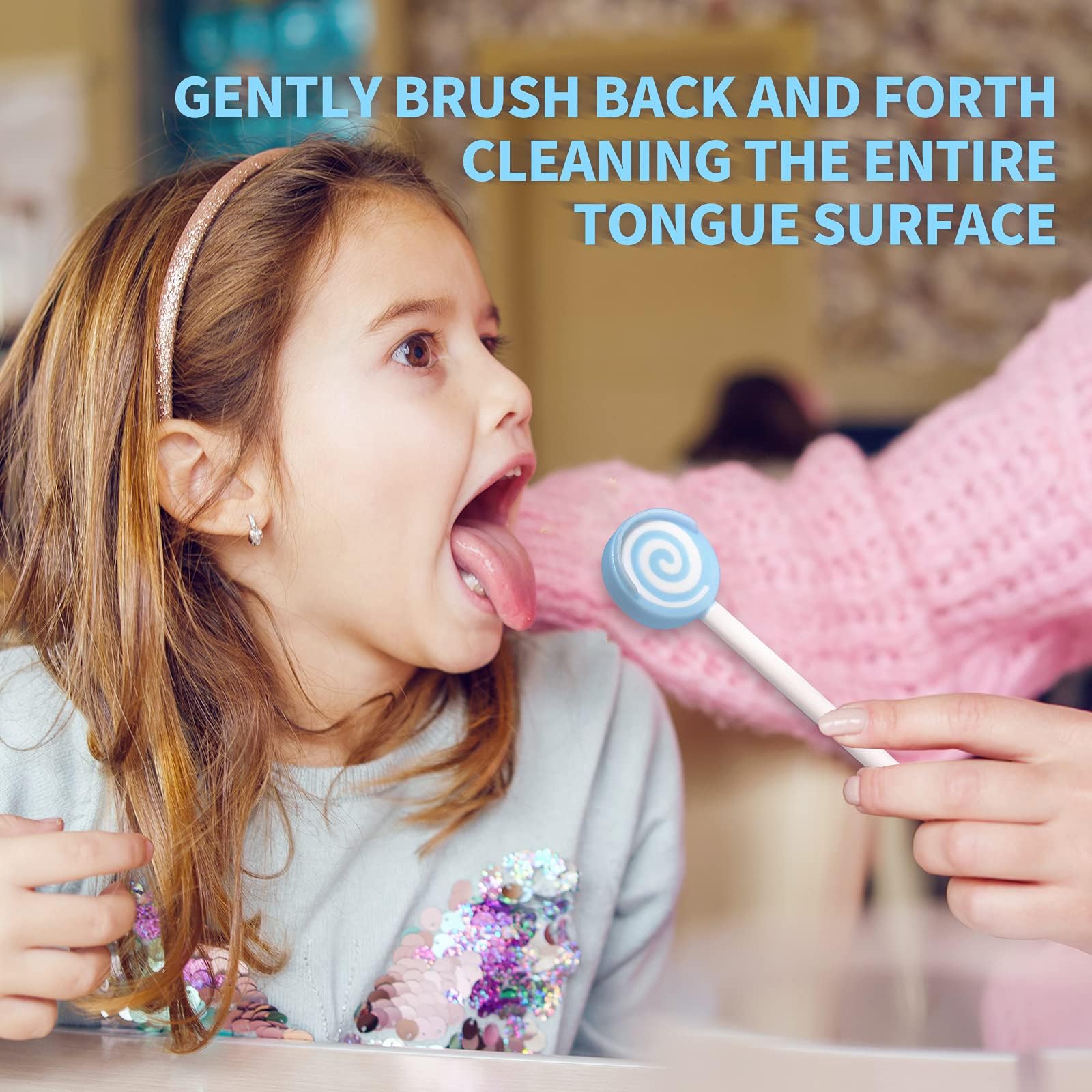 Portable tongue cleaners ready for travel in a cosmetic bag