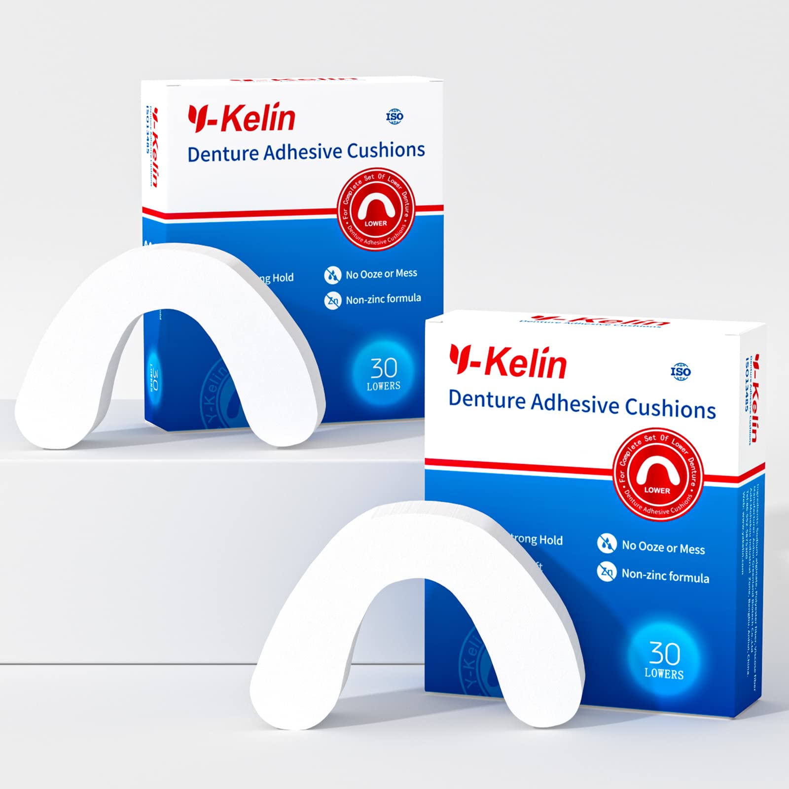 Close-up of adhesive-free denture pads for sore gums