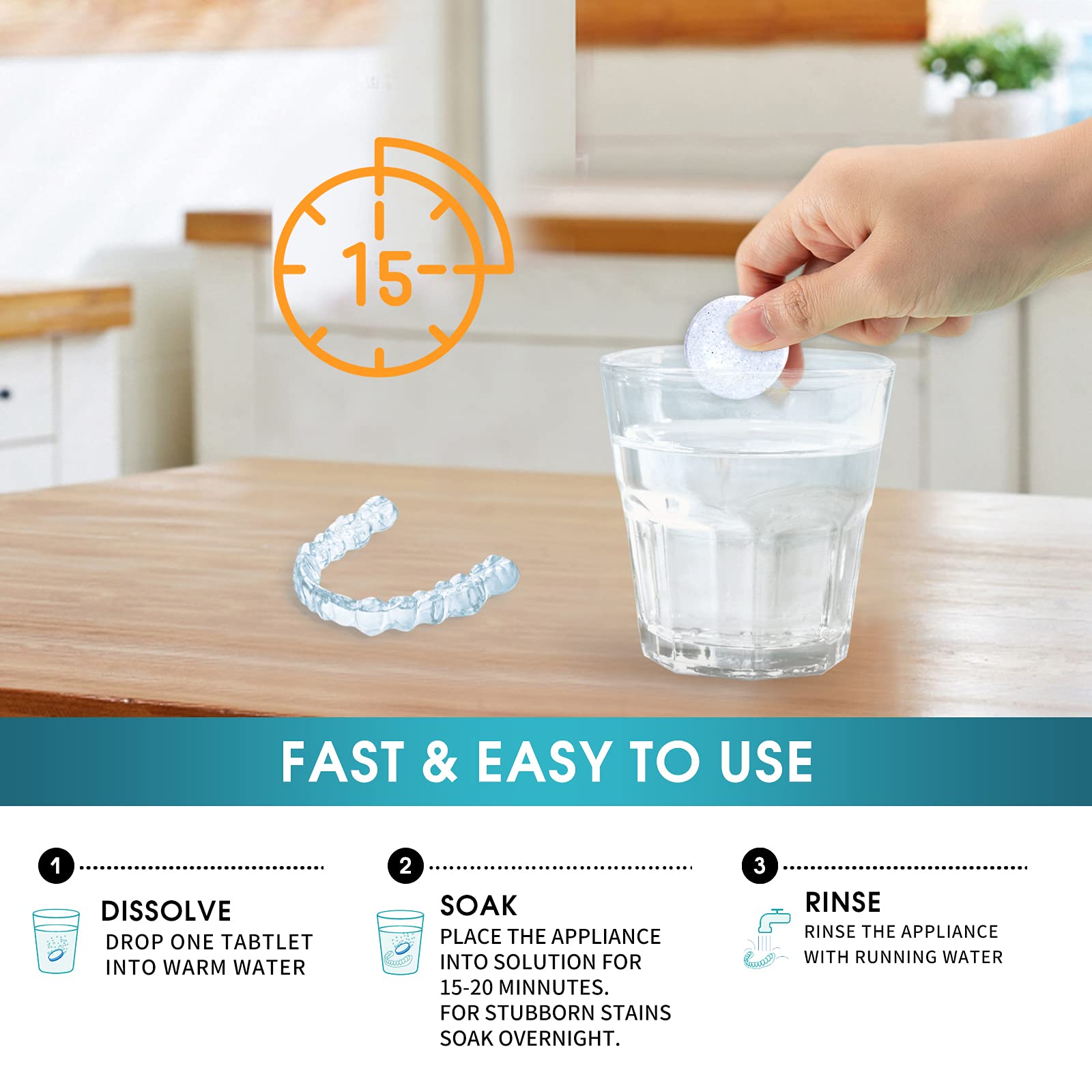 Multi use cleaner tablets for retainer braces mouth guard and more