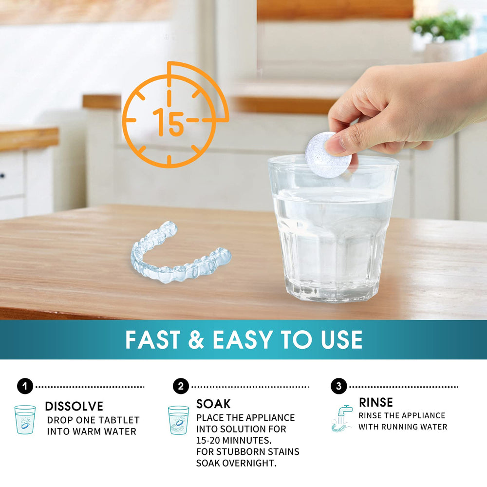 Multi use cleaner tablets for retainer braces mouth guard and more