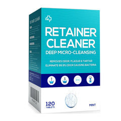 Y-Kelin Retainer and Denture Cleaner bottle with mint tablets