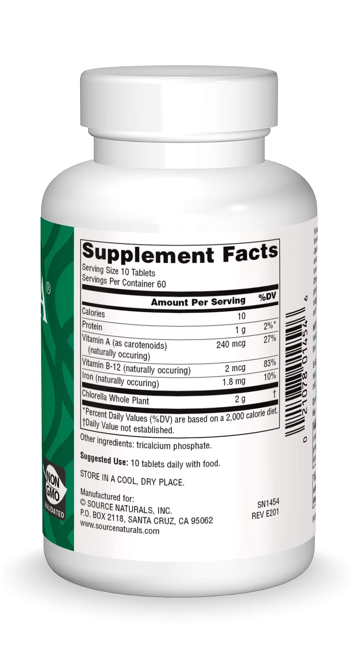 Close-up of Yaeyama Chlorella B12 label