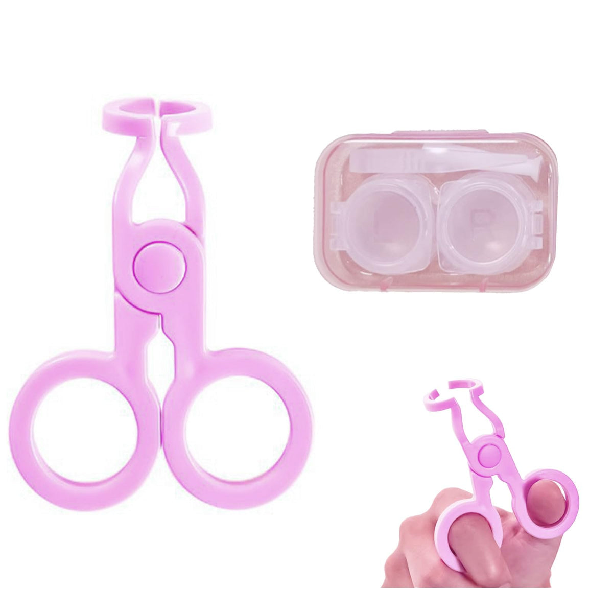 YAFIYGI Eye Opener Pink Contact Lens Tweezers Kit - Front view