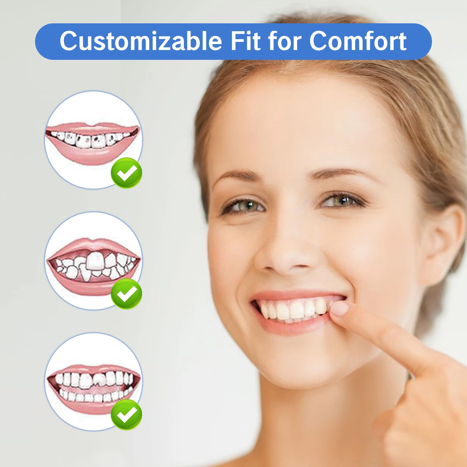 Discreet, natural-looking teeth covers blending with real teeth