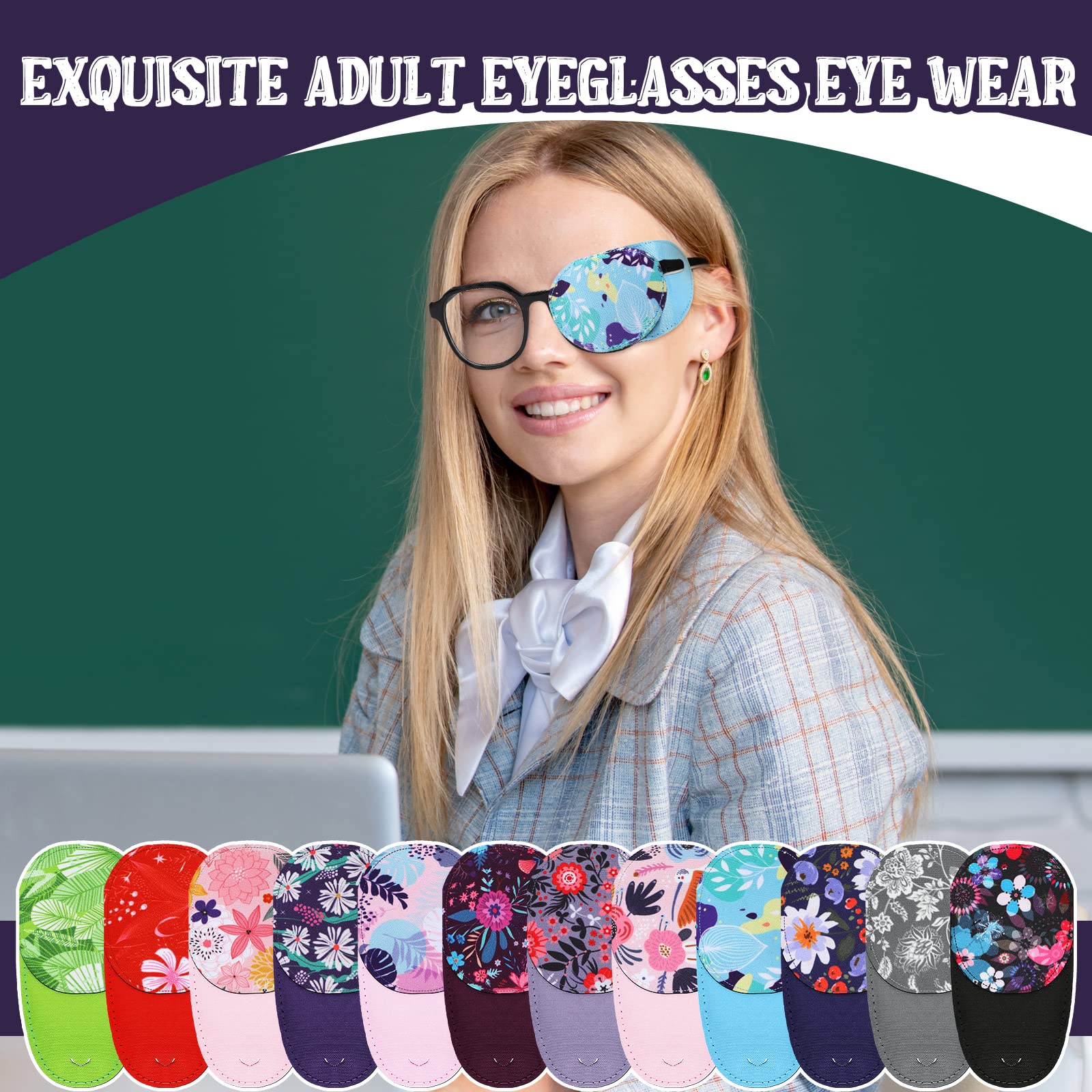 Foldable eyeglass patches for adults, portable and lightweight