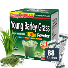 Front view of YAMAKAN Young Barley Grass Powder 88 Count package