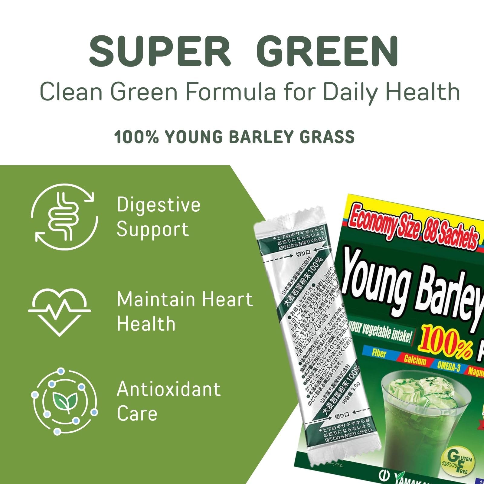 Prepared glass smoothie with barley grass powder