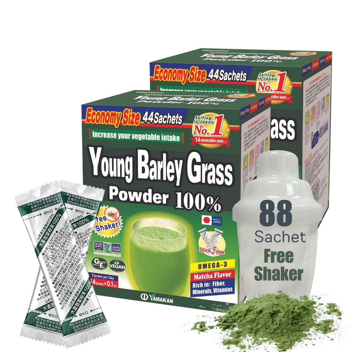 Hero shot of Yamakan barley grass powder