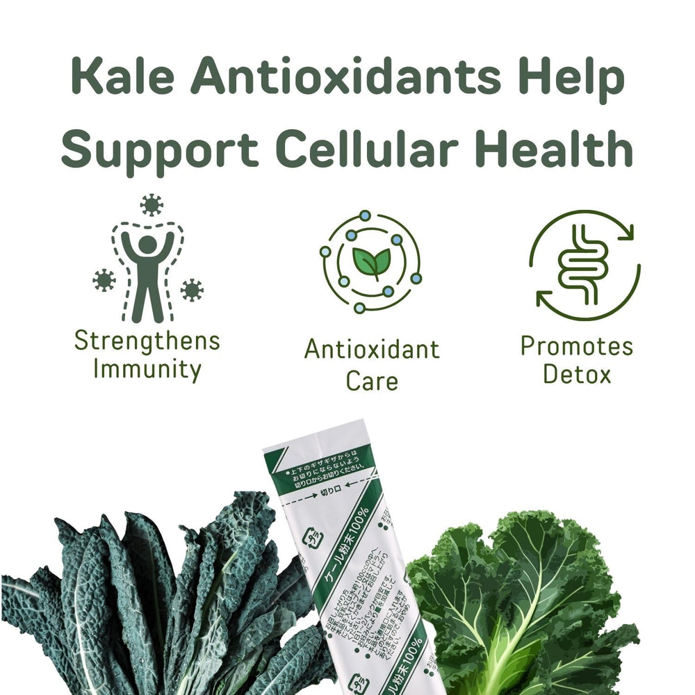 Serving scoop with kale powder in a glass of water