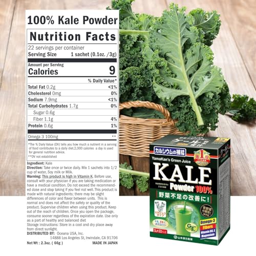 Vegan label and packaging of YAMAKAN Kale Powder