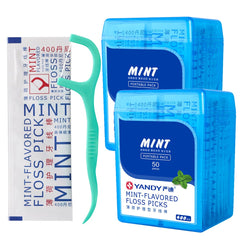 YANDY Mint Flossing Sticks packaging showing 100-count two-pack