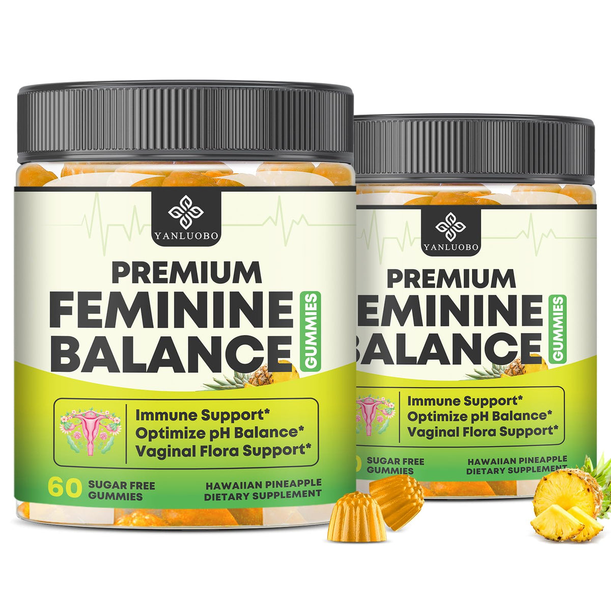 YANLUOBO Feminine Balance Probiotic Gummies bottle front