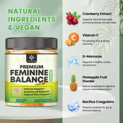 Ingredients highlight: cranberry extract, D-Mannose, and Bacillus coagulans
