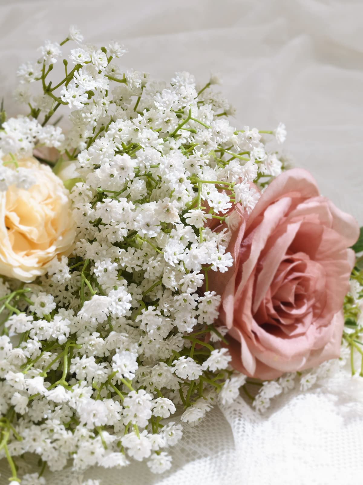 Bundle of white babys breath artificial flowers bulk