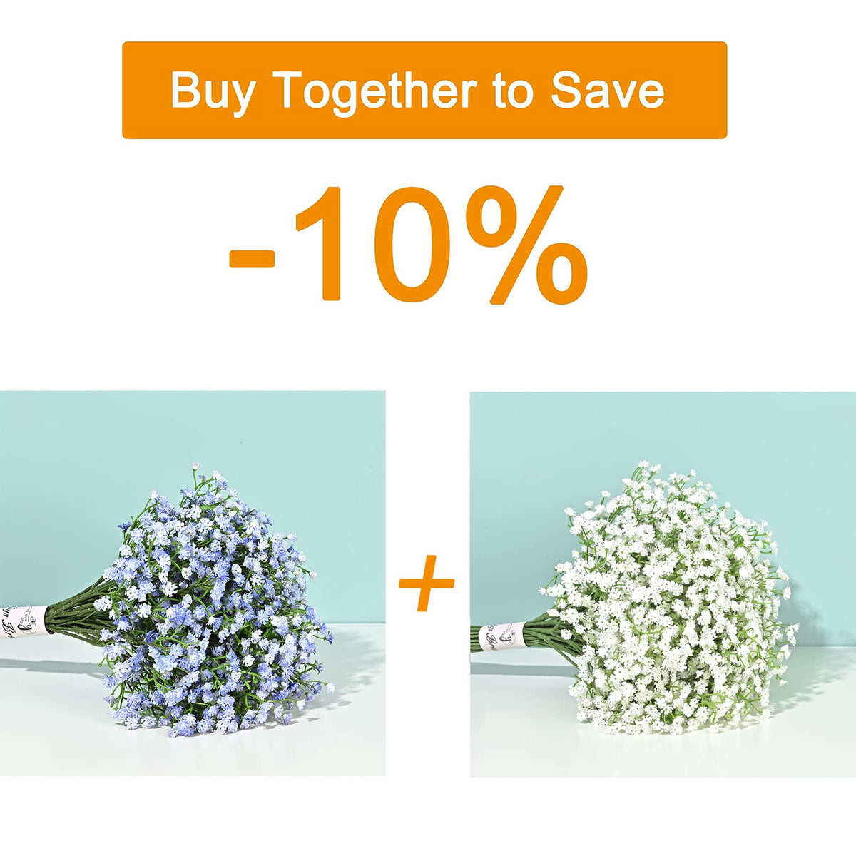 Blue Babys Breath artificial flowers bundle close-up image 1