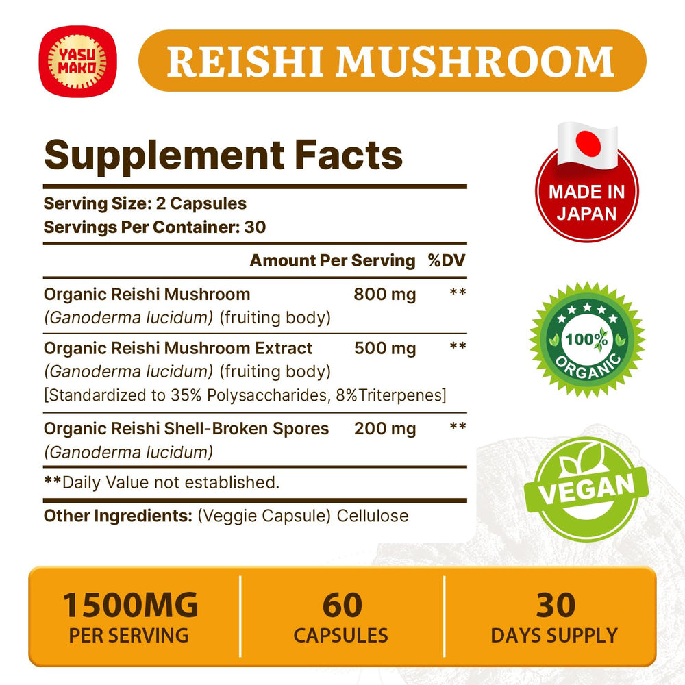 Yasumako Reishi 800mg capsules for immune support - image 2