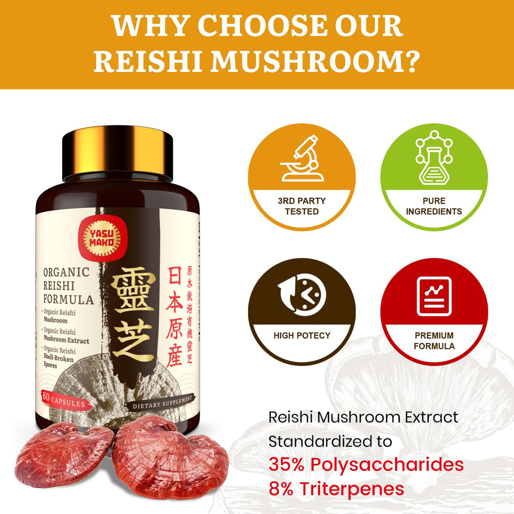 Vegan and organic Reishi mushroom capsules