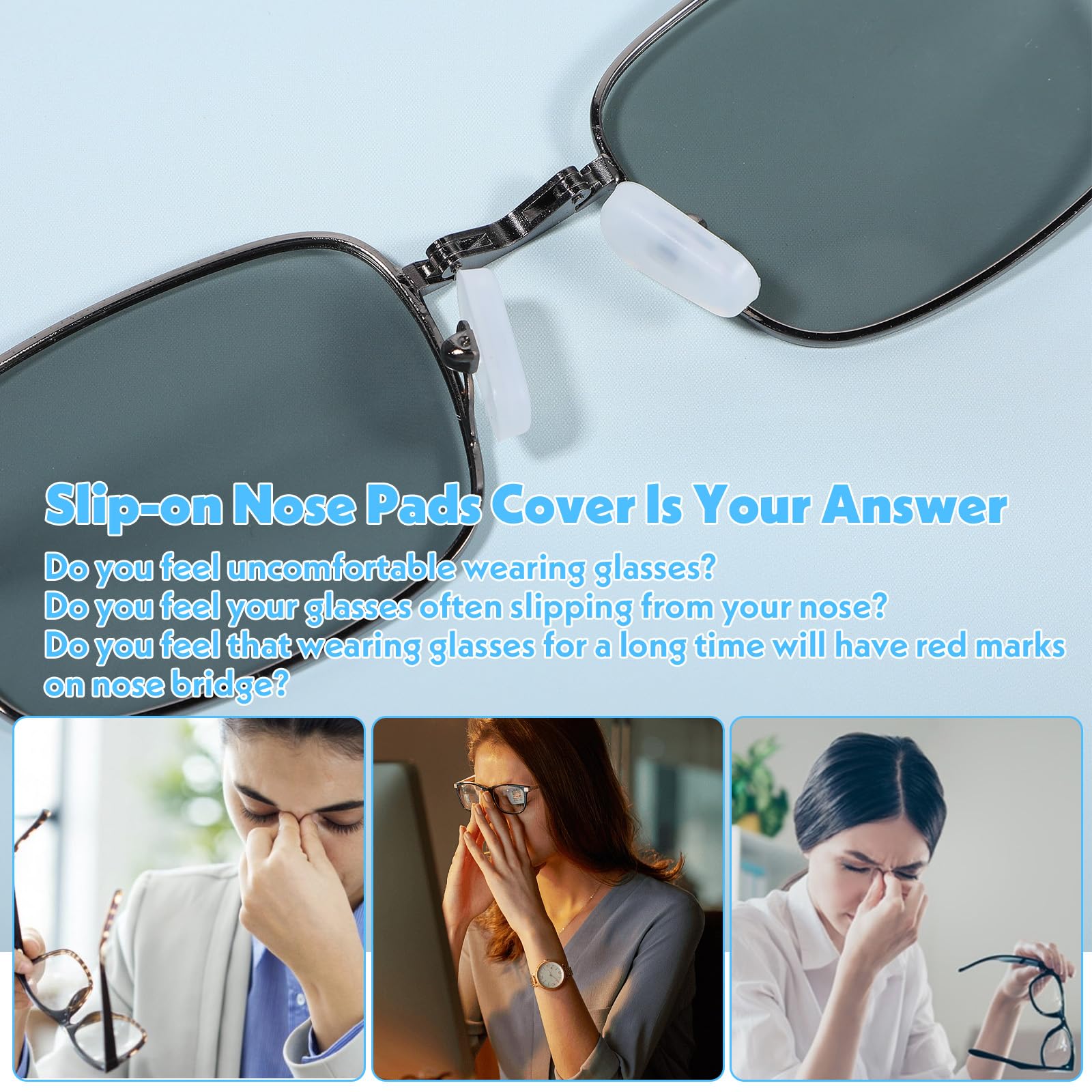 Compatibility with most glasses with nose pads