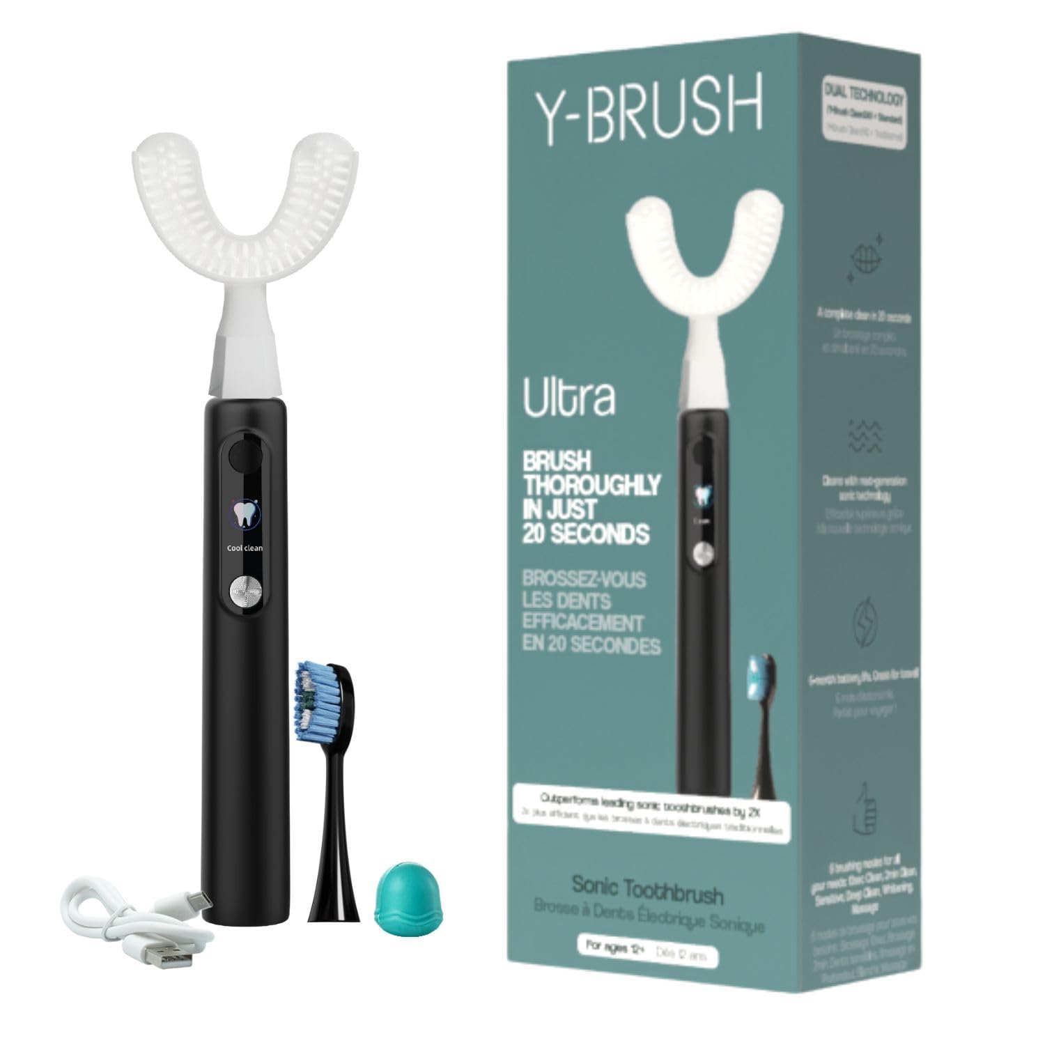Y-Brush New Ultra 2025 front view with six-mode handle