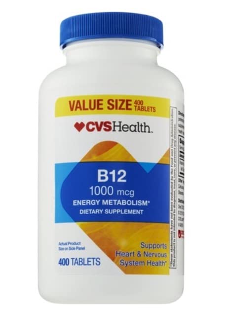 YBW CVS Health Vitamin B12 Tablets 1000 mcg, 400-count bottle