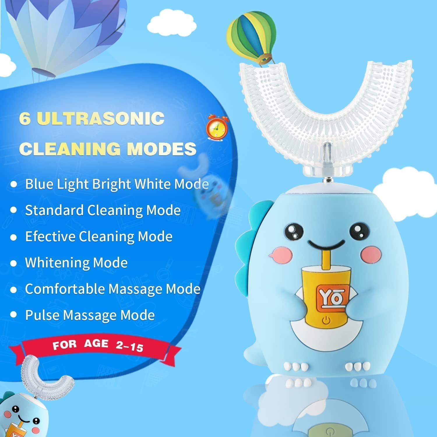 Replacement soft bristle heads for kids toothbrush