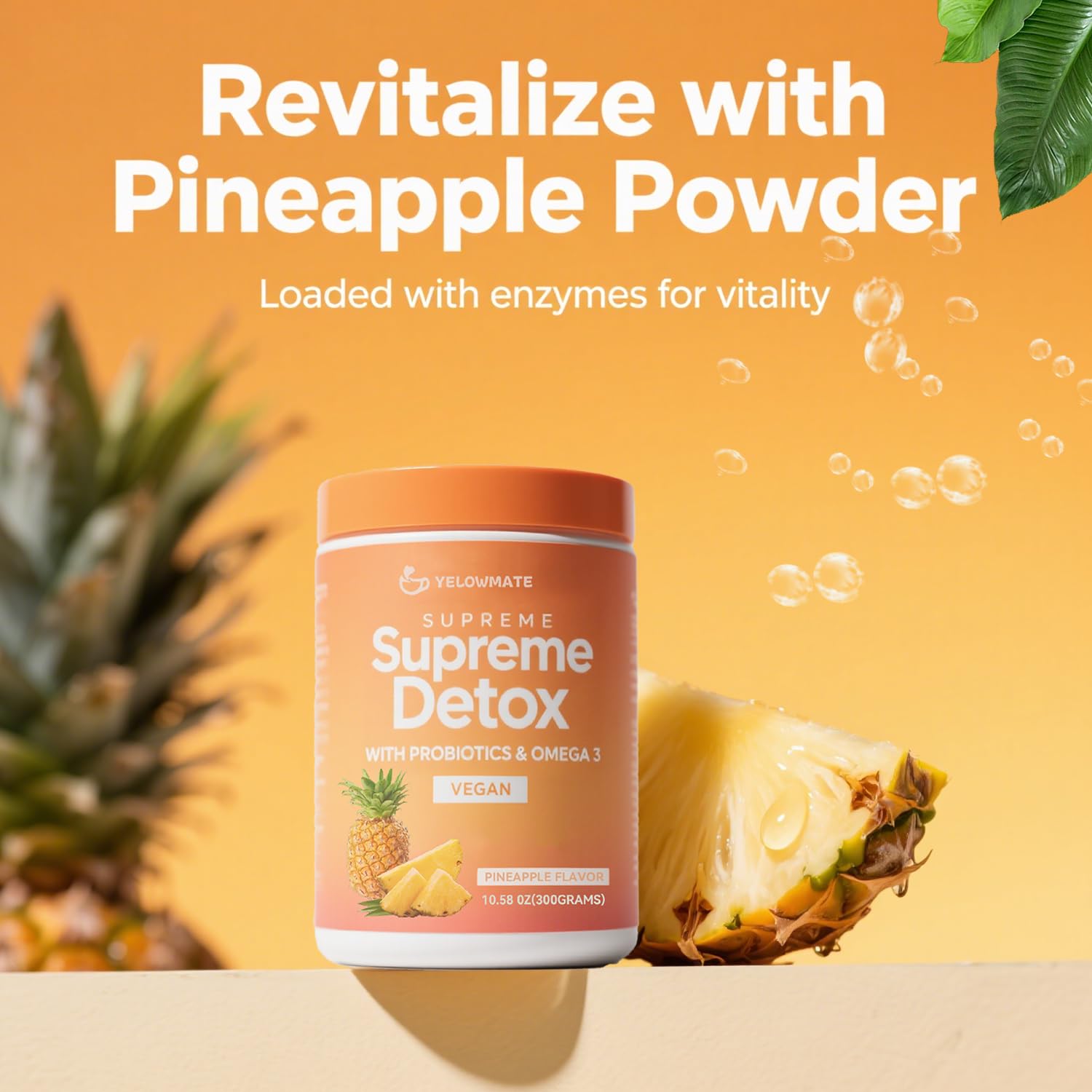 Close-up of pineapple enzymes (bromelain) illustration for digestive support